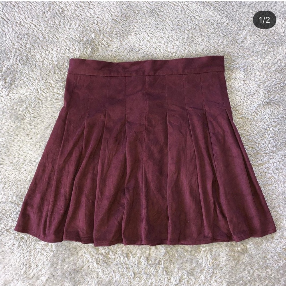 Pleated Suede Skirt